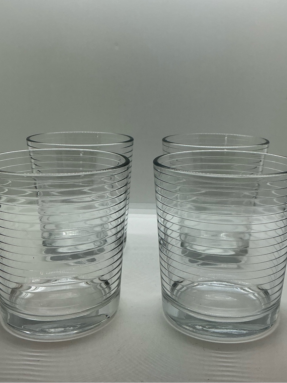 Horizontal Bands Glasses 12oz Double Old Fashion Ribbed Set Of 4